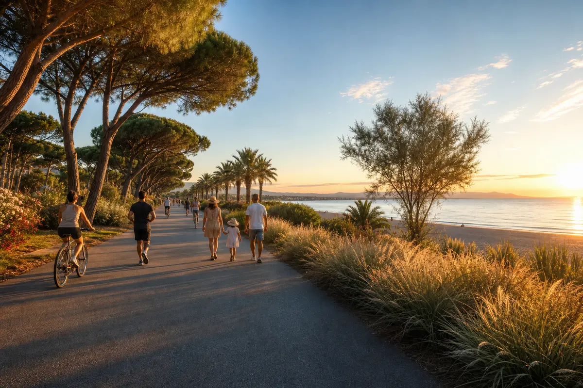 Sortie en bord de mer à la Base Nature François Léotard, entre promenade, plage et loisirs à Fréjus.